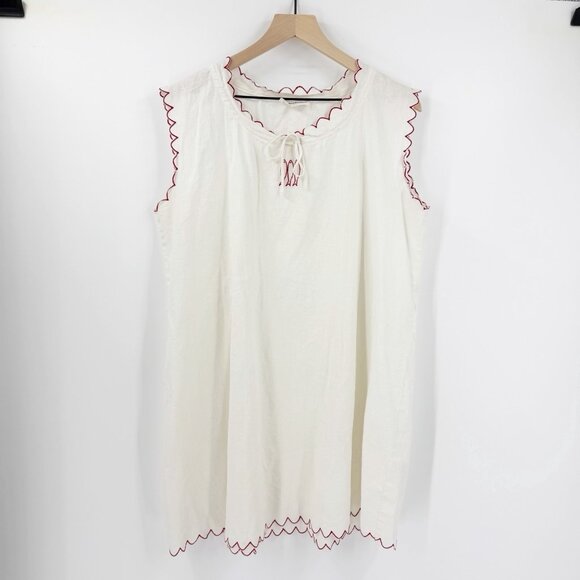 Sonderhaus French Market Dress White Large Summer Beach Vacation Fish Pool Linen - Picture 2 of 8